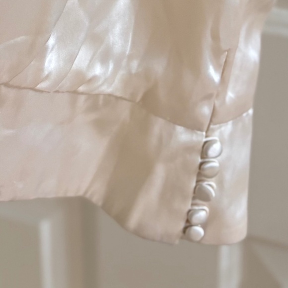 Ivory Satin Embellished Halter Top with Black Gem Detail – Size 8 - Picture 5 of 6